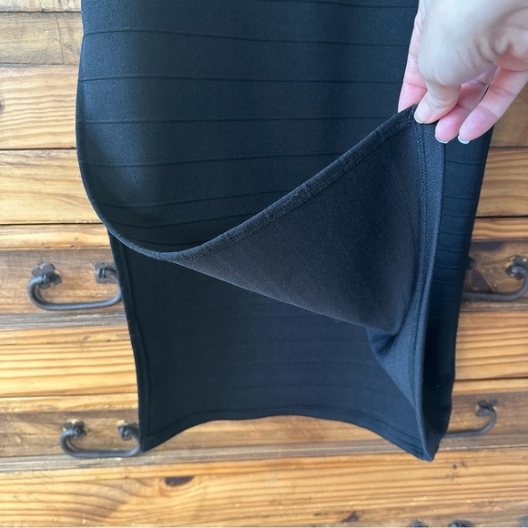 Seductions Black Bandage Dress Little Black Bodycon Dress with SIde Slit - Large - Picture 10 of 13